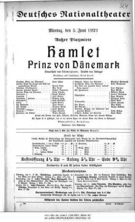 Hamlet Prinz von Dänemark