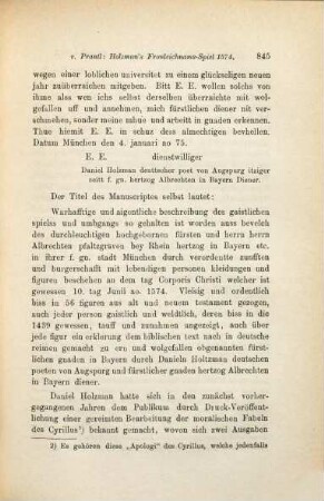 Ueber Daniel Holzman's Fronleichnams-Spiel v. J. 1574