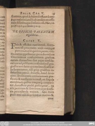 De Officio Parentum erga liberos. Caput V.