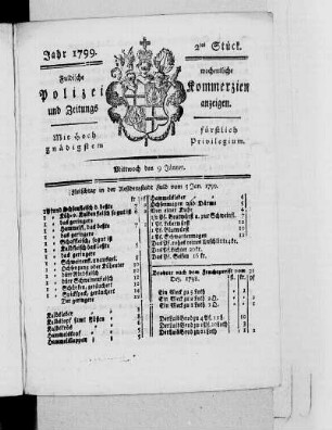 2tes Stück, Ausgabe vom 9. Januar 1799
