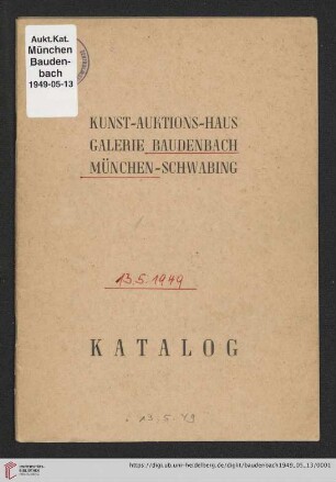 Juwelen- und Kunst-Auktion: Juwelen- und Kunst-Auktion am Freitag, den 13. Mai 1949
