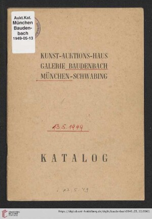 Juwelen- und Kunst-Auktion: Juwelen- und Kunst-Auktion am Freitag, den 13. Mai 1949