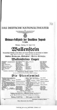 Wallenstein [Wallensteins Lager; Die Piccolomini]