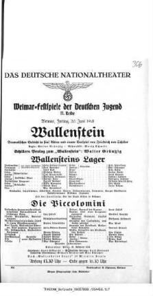 Wallenstein [Wallensteins Lager; Die Piccolomini]
