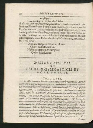 Dissertatio XII. De Osculis Gymnasticis Et Academicis.