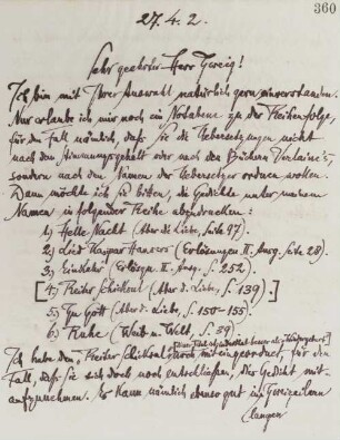 Brief an Stefan Zweig