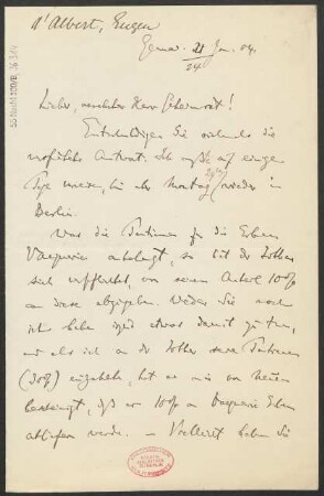 Brief an Ludwig Strecker  : 21.01.1904