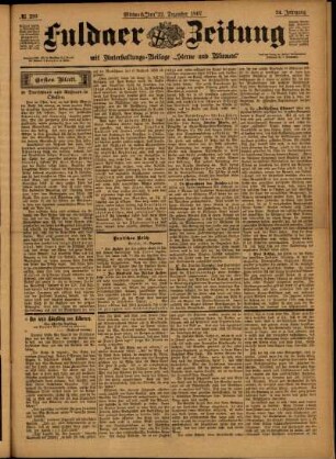 Erste Ausgabe vom Mittwoch, den 22. Dezember 1897.