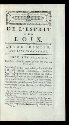 Livre Premier. Des Loix en Général.