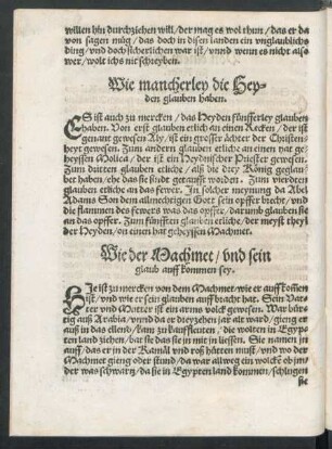 Wie der Machmet/ und sein glaub auffkommen sey.