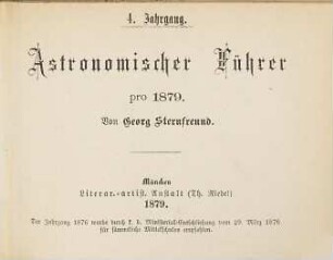 Astronomischer Führer : pro .... 1879 = Jg. 4