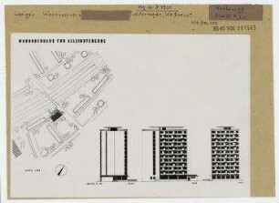 Wohnhochhaus für Alleinstehende. Berlin, Friedrichshain, Singerstraße/Lichtenberger Straße/Kleine Markusstraße