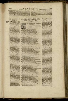 In Mæcenatis Obitum Incerti Autoris.