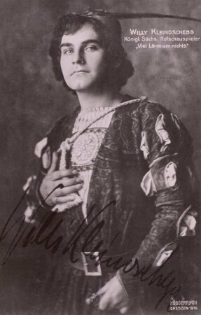 Der Kgl. Sächs. Hofschauspieler und Nationalpreisträger Willi Kleinoschegg in "Viel Lärm um nichts" von William Shakespeare
