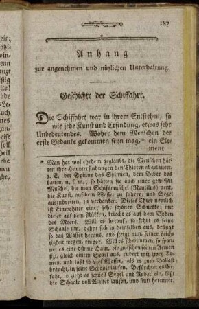 Anhang zur angenehmen und nüzlichen Unterhaltung.