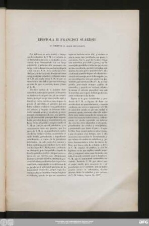 Epistola II Francisci Suaresii Ad Philippum III, Regem Hispaniarum.