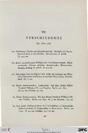 VII. Verschiedenes (Nr. 179-186)