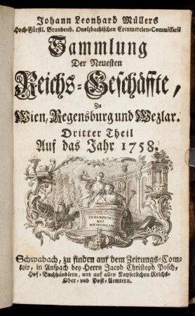 3: Sammlung der neuesten Reichsgeschäffte zu Wien, Regensburg und Wezlar