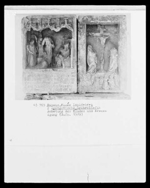 Zwei spätgotische Grabmäler mit Darstellung der Anbetung Christi und der Kreuzigung