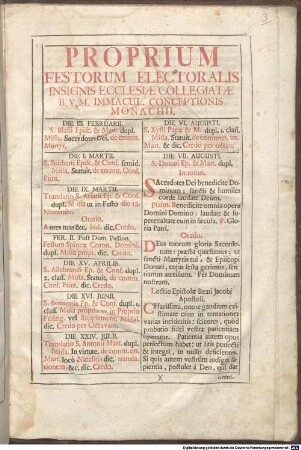 Proprium Festorum Electoralis Insignis Ecclesiae Collegiatae B. V. M. Immacul. Conceptionis Monachii