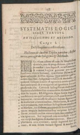 Systematis Logici Liber Tertius. De Syllogismo Et Methodo.