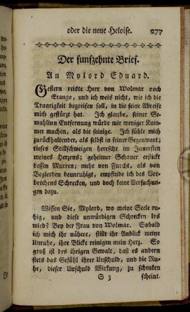 Der funfzehnte Brief. An Mylord Eduard. - Der siebzehnte Brief. An Mylord Eduard.