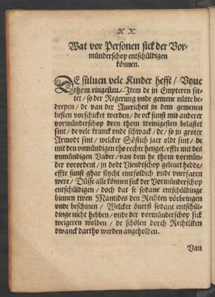 XX. Wat vor Personen sick der Vormünderschop entschüldigen können.