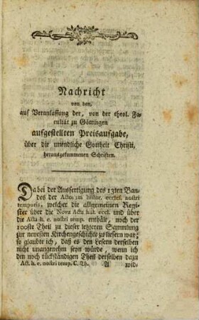 Acta historico-ecclesiastica nostri temporis oder gesammlete Nachrichten und Urkunden zu der Kirchengeschichte unserer Zeit, 13. 1790 = T. 100