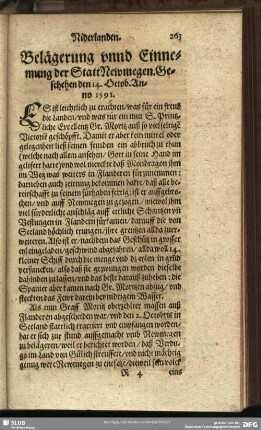 Belägerung unnd Einnemung der Statt Newmegen. Geschehen den 14. Octob. Anno 1591