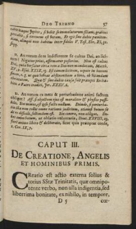 Caput III. De Creatione, Angelis Et Hominibus Primis