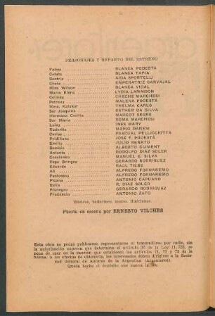 Personajes y reparto del estreno