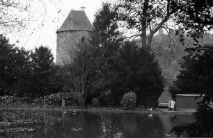 Weinheim: Teich mit altem Turm