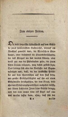 Zum ewigen Frieden : Ein philosophischer Entwurf