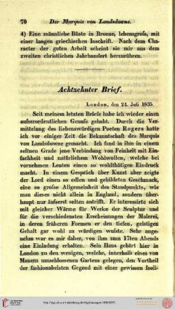 Achtzehnter Brief