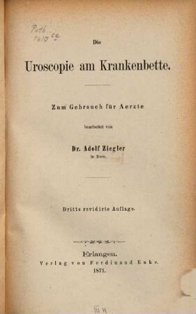 Die Uroscopie am Krankenbette : zum Gebrauch für Aerzte