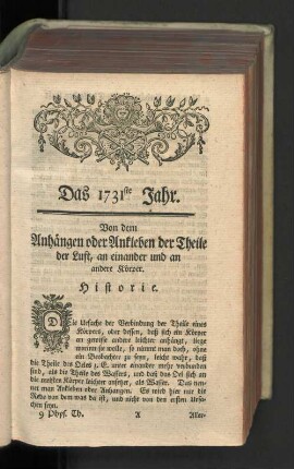 Das Anhängen oder Ankleben der Theile der Luft, an einander und an andere Körper.