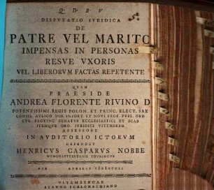 Disp. iur. de patre vel marito impensas in personas resve uxoris vel liberorum factas repetente