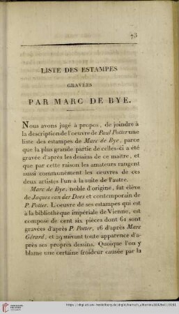 Liste des estampes gravées par Marc de Bye