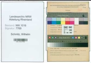 Entnazifizierung Wilhelm Schmitz , geb. 11.04.1886 (Werkmeister)