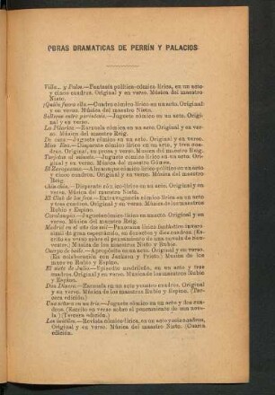 Obras dramáticas de Perrín y Palacios