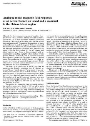 Analogue-model magnetic field responses of an ocean channel, an island and a seamount in the Hainan Island region