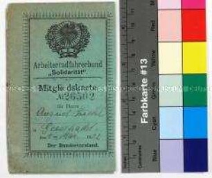 Mitgliedskarte Nr. 26502 des Arbeiterradfahrbundes "Solidarität" für August Ziehl aus Geesthacht