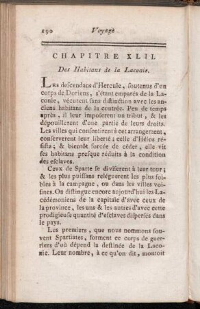 Chapitre XLII. Des Habitans de la Laconie.