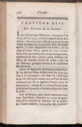 Chapitre XLII. Des Habitans de la Laconie.