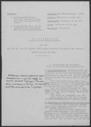 Mühlhausen/Enz: Pfarrbericht 1939