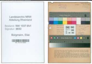 Entnazifizierung Else Borgmann , geb. 13.01.1901 (Postsekretaerin)