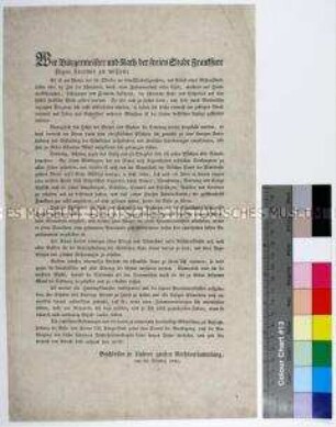 Bekanntmachung der Beschlüsse der Stadt Frankfurt zur Einhaltung der öffentlichen Ruhe und Ordnung