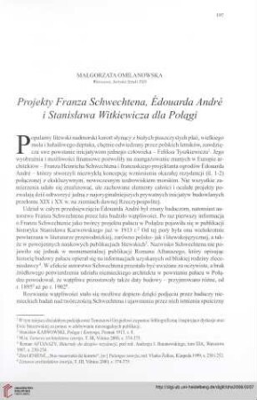 Projekty Franza Schwechtena, Édouarda André i Stanisława Witkiewicza dla Połągi