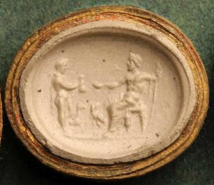 Thronender Jupiter mit seinem Adler, vor ihm Merkur mit dem Caduceus (Daktyliothek, Supplement)