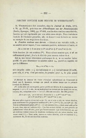 FONCTION CONTINUE SANS DÉRIVÉE DE WEIERSTRASS.